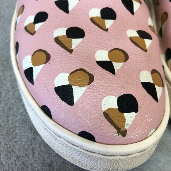 Coach Heart Print Blush Pink Gold Trim Heart Slip On Shoes Size 10B - Picture 13 of 16